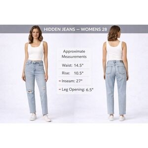 Hidden Jeans Womens 28 High Rise Distressed Mom Jeans Light Wash Blue Denim